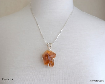 Große Citrin Sterling Silber Box Kette Halskette, natürliche Citrin Anhänger Geschenk für Sie oder Ihn, WÄHLEN Sie Ihren ANHÄNGER