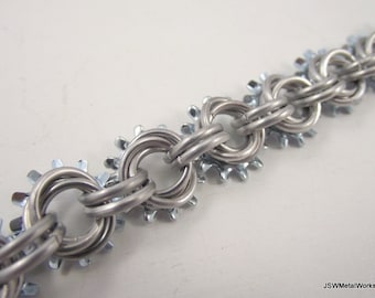 Steampunk Mobius Aluminum Chainmaille Bracelet, Bold Chunky Chainmail Bracelet for Men or Women