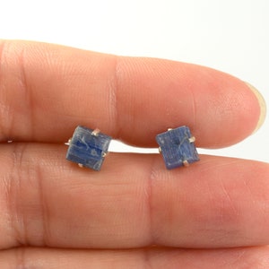 Rough Blue Kyanite Prong Stud Earrings, Sterling Silver Kyanite Gemstone Minimalist Jewelry, CHOOSE YOUR EARRINGS