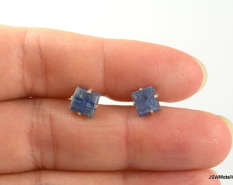 Rough Blue Kyanite Prong Stud Earrings, Sterling Silver Kyanite Gemstone Minimalist Jewelry, CHOOSE YOUR EARRINGS