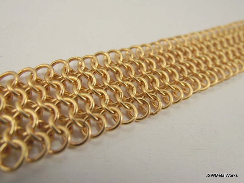 Handmade Brass European Chainmail Cuff Bracelet Brass Etsy