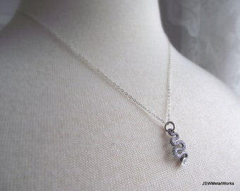 Sterling Silver Snake Necklace, Snake on Sterling Silver Chain