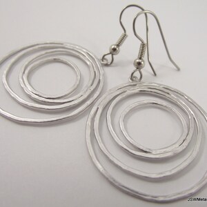 Silver Round Organic Loopy Earrings, Wedding Bride Bridesmaid Gift for Her, Mother's Day Holiday Gift under 25 image 3