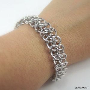 Handmade Silver Aluminum Chainmaille Bracelet, GSG Chainmail Bracelet for Men or Women