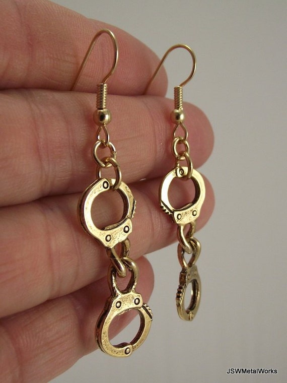Golden Handcuffs Earrings Gold Earrings Valentines Day | Etsy