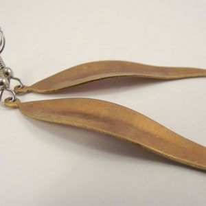 Vintage Long Bronze Leaf Earrings, Antiqued Woodland Jewelry, Fall Wedding Bridesmaid Gift image 3