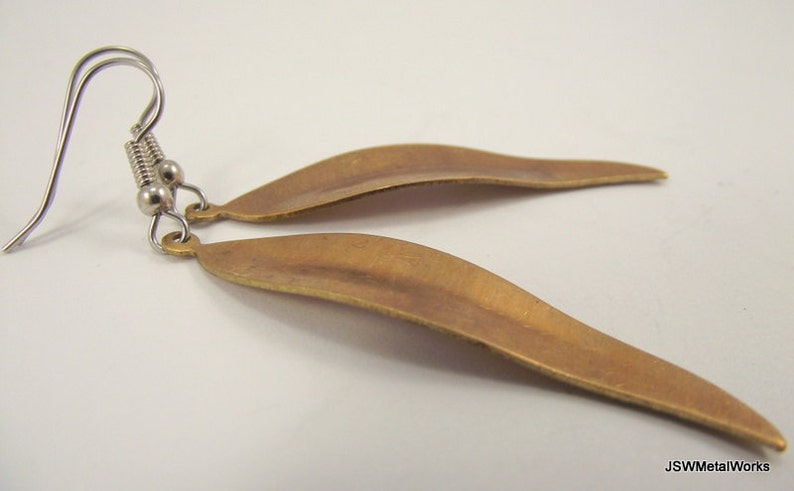 Vintage Long Bronze Leaf Earrings, Antiqued Woodland Jewelry, Fall Wedding Bridesmaid Gift image 3