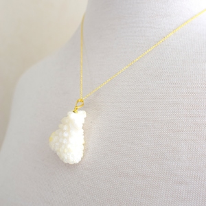 Raw White Coral Gold Necklace, Organic Coral Jewelry Gift For Men or Women