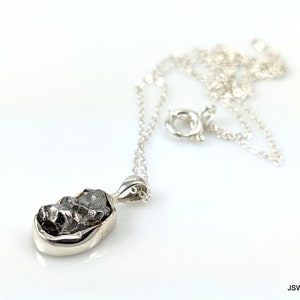 Raw Meteorite Silver Minimalist Necklace, Adjustable 925 Sterling Silver Rough Meteorite Gemstone Jewelry image 6