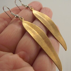 Vintage Long Bronze Leaf Earrings, Antiqued Woodland Jewelry, Fall Wedding Bridesmaid Gift image 5