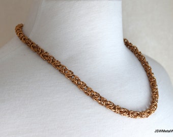 Antiqued Brass Everyday Byzantine Necklace, Handmade Specialty Chain Necklace for Men or Women