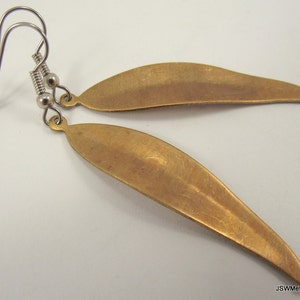 Vintage Long Bronze Leaf Earrings, Antiqued Woodland Jewelry, Fall Wedding Bridesmaid Gift image 2