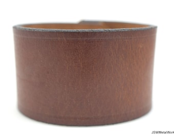 Dunkelbraunes Leder Armreif Snap Armband, Handgemachte Unisex wiederverwendete Ledermanschette, Lederarmband Armband