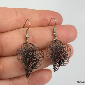 Antiqued Copper Boho Floral Filigree Earrings, Elegant Copper Bohemian Flower Earrings Gift for Women
