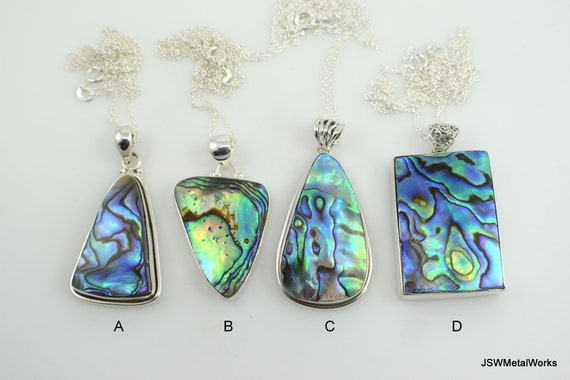 Pendentif Coquillage Abalone (ormeau) En Nacre Monture Argent Massif 925 - Superbe, Occasion
