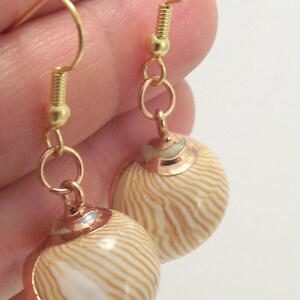 Gold Snail Shell Earrings, Organic Beach Jewelry Gold Earrings image 2