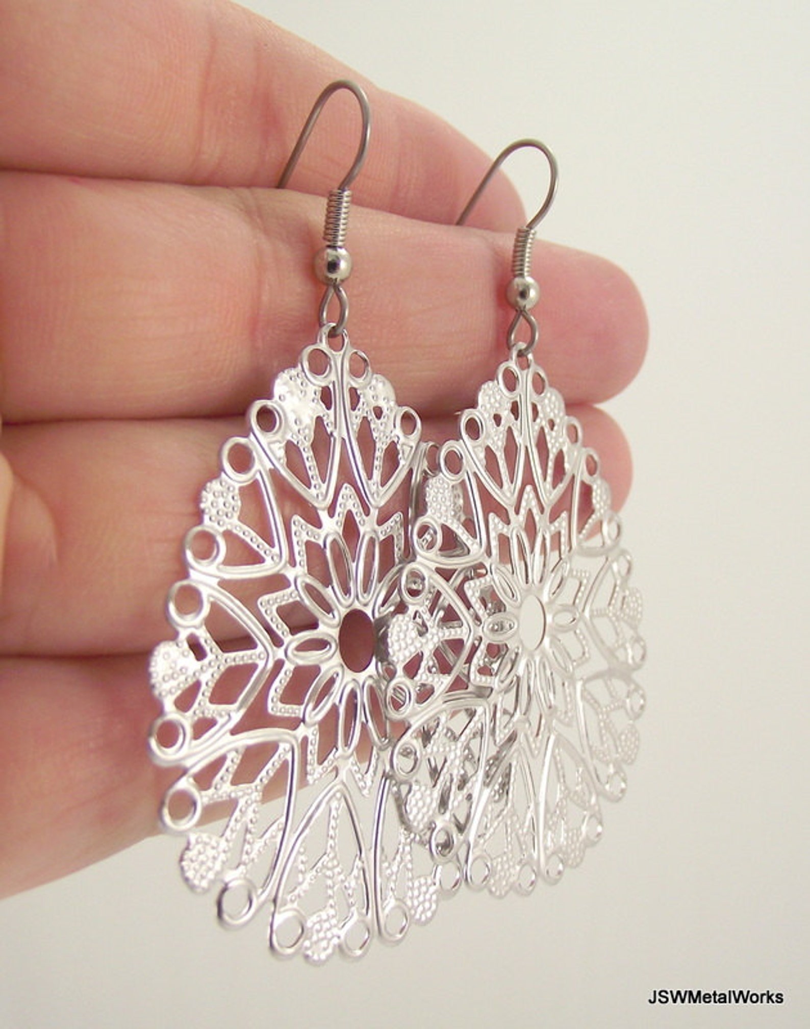 Silver Teardrop Filigree Earrings Elegant Filigree Teardrop | Etsy