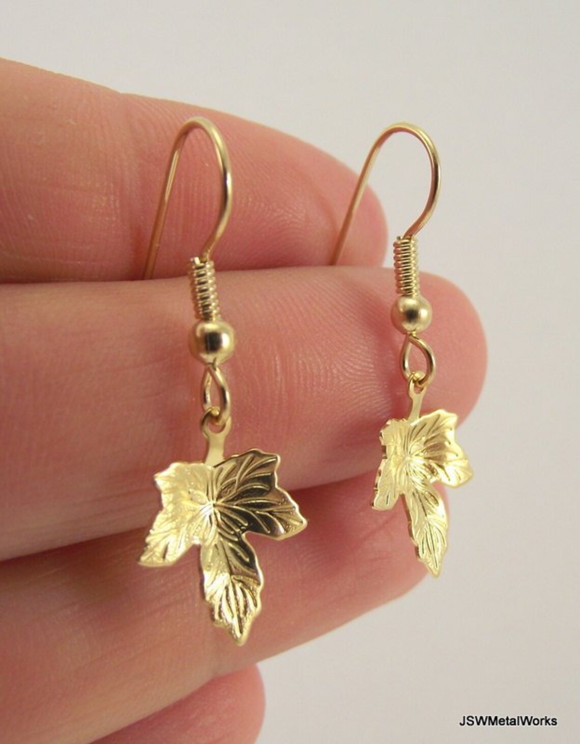 Small Gold Leaf Earrings Gold Minimalist Woodland Jewelry Etsy