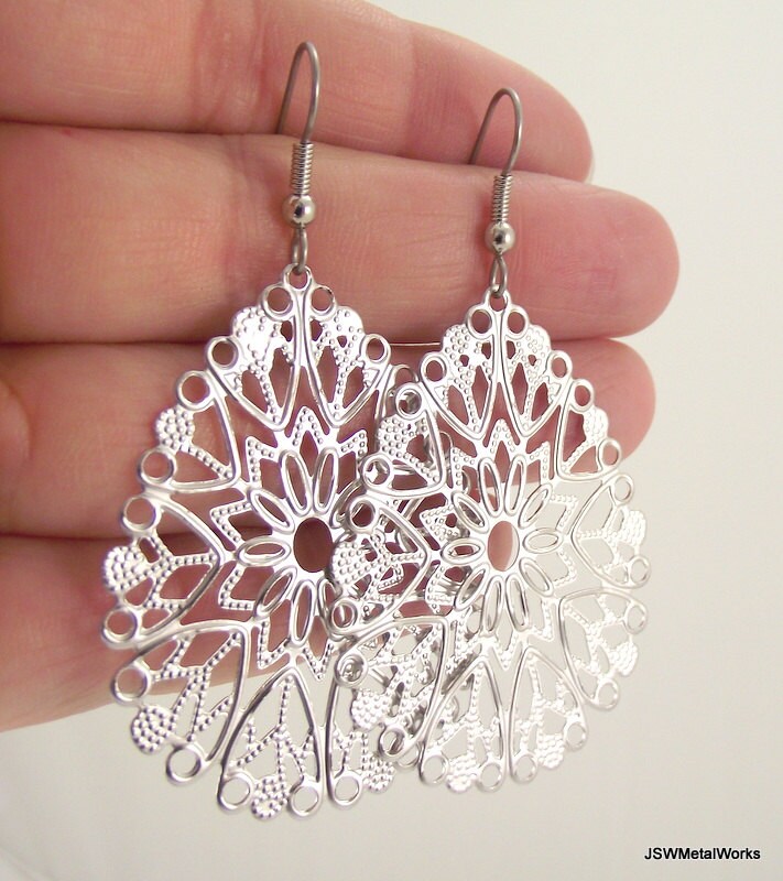 Silver Teardrop Filigree Earrings Elegant Filigree Teardrop | Etsy