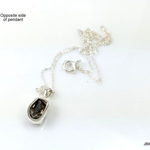 Raw Meteorite Silver Minimalist Necklace, Adjustable 925 Sterling Silver Rough Meteorite Gemstone Jewelry image 7