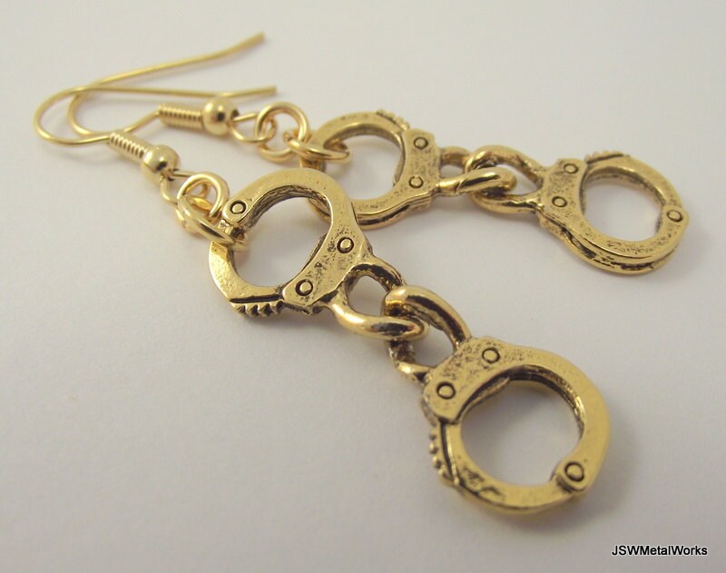 Golden Handcuffs Earrings Gold Valentine's Day Earrings Etsy