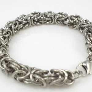 Thick Stainless Steel Byzantine Chainmaille Bracelet, Men's Bold Chainmaille Bracelet Unisex Gift for Him or Her