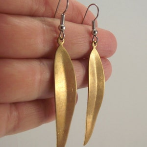 Vintage Long Bronze Leaf Earrings, Antiqued Woodland Jewelry, Fall Wedding Bridesmaid Gift image 4