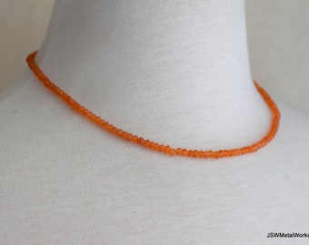 Carnelian Beaded Sterling Silver Necklace, Luxe Carnelian Silver Gemstone Necklace, July Birthstone Jewelry