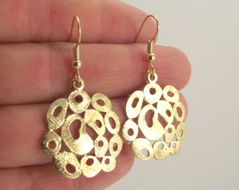 Thick Organic Smooth Gold Bubble Earrings - Bridal Gift Under 30 - Gift for Women - Gift Guide