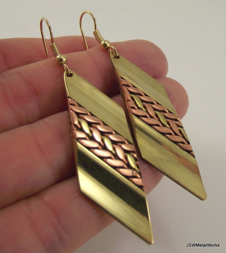 Vintage Brass and Copper Braided Twist Earrings Gift for Her Etsy