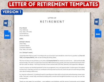 Retirement Letter Template: Editable, Fillable MS Word Document