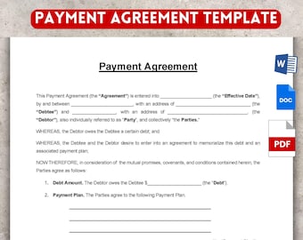 Payment Agreement Template, Printable Contract (Word & PDF)