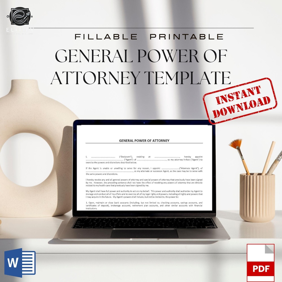 GENERAL POWER of ATTORNEY Template / Printable Pdf and Editable Word