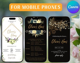 Elegant Hens Party Invitation: Mobile Canva Template (Digital Download)