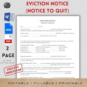 AVISO DE DESALOJO (Aviso de Desalojo) PLANTILLA / Aviso de Desalojo Plantilla de documento editable, rellenable e imprimible