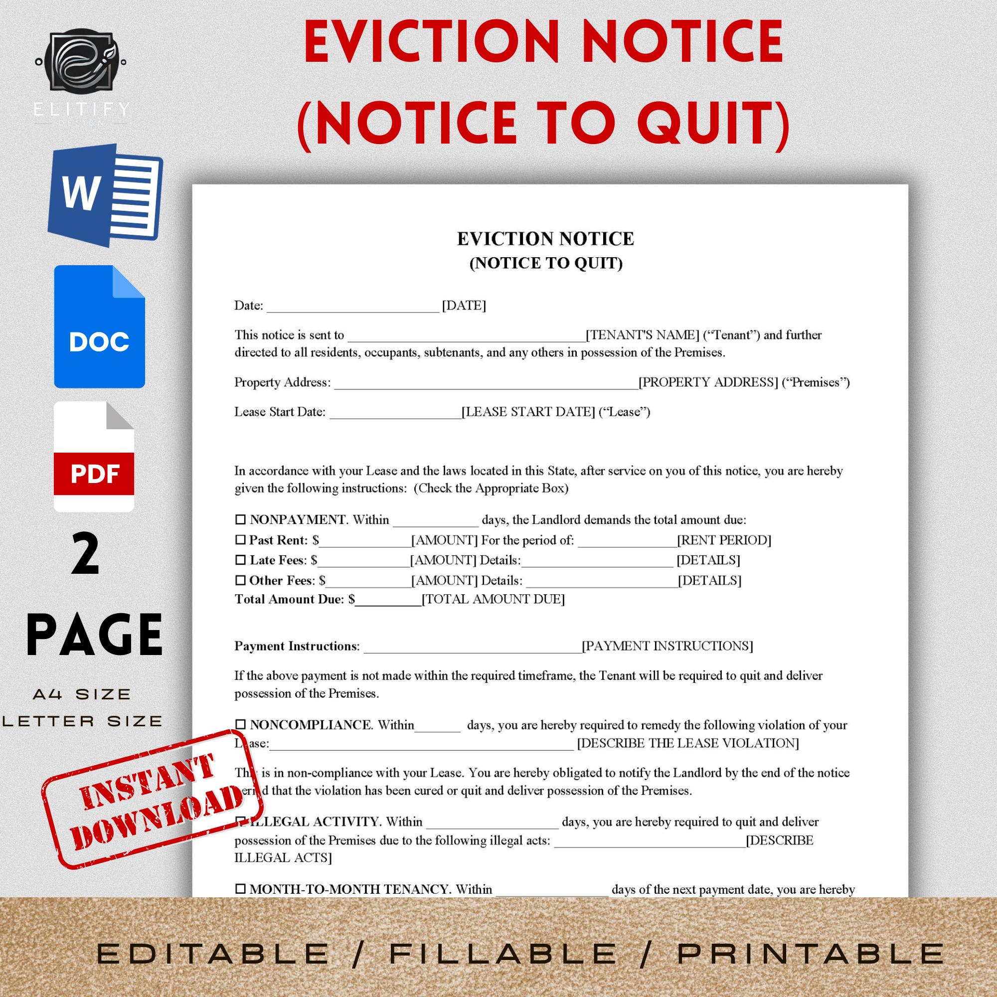 Notice To Quit Template