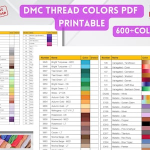 DMC Farbkatalog druckbare Datei. PDF Datei. Farbkarte.