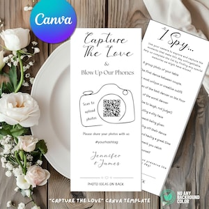 CAPTURE The LOVE and Blow-up-telefoons, inclusief QR-code canvassjabloon spionhuwelijksspel, kaart voor fotojacht, speurtocht bruiloft fotospel,