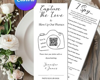 Wedding Photo Hunt Game, QR Code Scavenger Hunt Card (Canva Template)