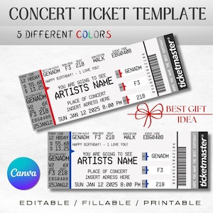 Geschenk TICKET VORLAGE / Geburtstagsgeschenk / Konzertkarten-Vorlage / Geburtstagsgeschenk / Veranstaltungskarte / Ticketmaster Design / Bearbeitung in Canva / Geburtstag
