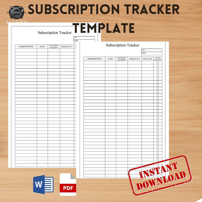Fillable Subscription Tracker Template. You Can Fill Both Pdf and Word ...