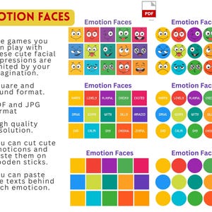 Printable Emotion Faces. PDF and JPG formats. High quality images.