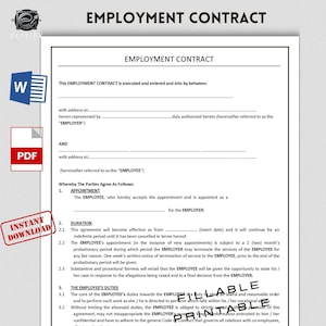 Arbeitsvertrag Vorlage. HR-Arbeitgeber Mitarbeiter Form