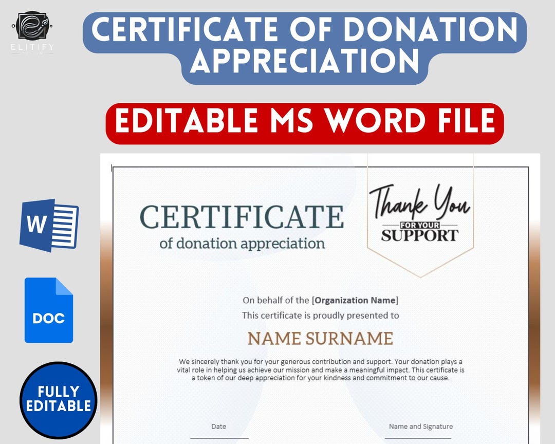 Certificate of Appreciation Template | Editable in MS Word and Google ...