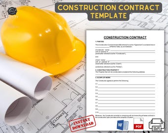 Construction Contract Template, Editable Contractor Agreement (PDF & Word)