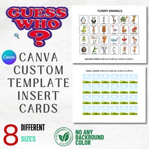 GUESS WHO TEMPLATE |Custom Guess Who Game Template | Guess who Canva template | Party Games Cards