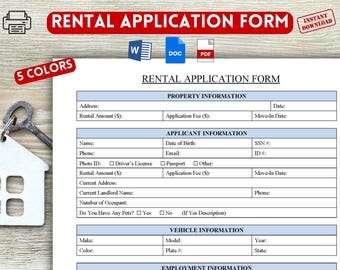 Rental Application Form, Fillable, Printable Template (PDF, Word)