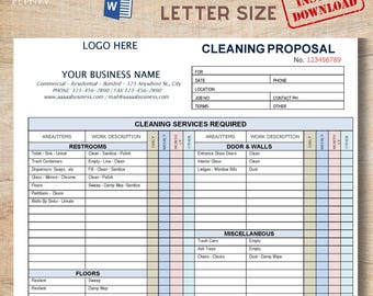 Cleaning Proposal Template: Editable Business Form (Digital Download)