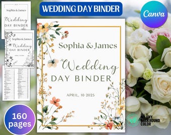 BIG SALE Canva Wedding Planner Binder: 160 Page Ultimate Wedding Day Itinerary (PDF)