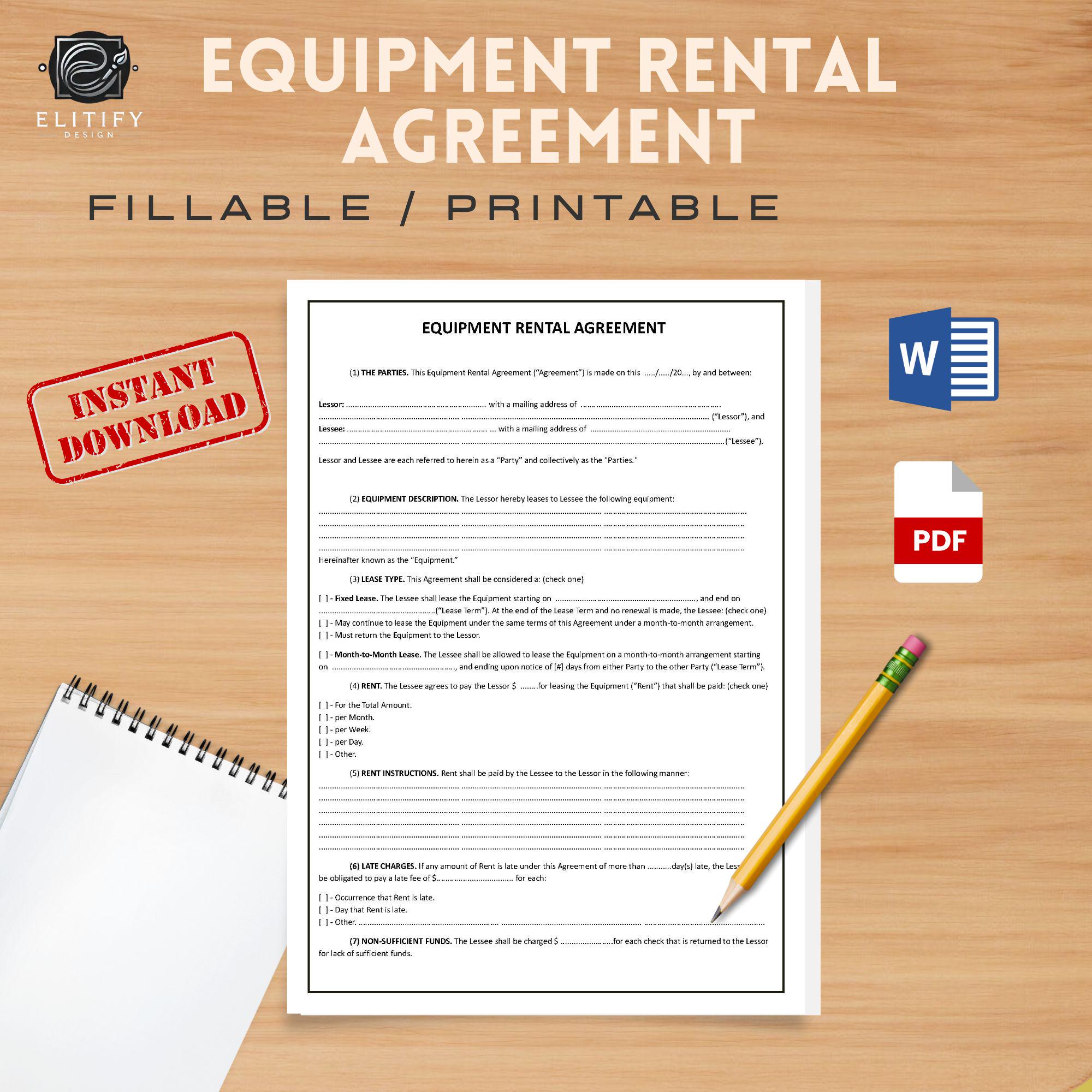Image 5 for Rental Agreement For Equipment Template